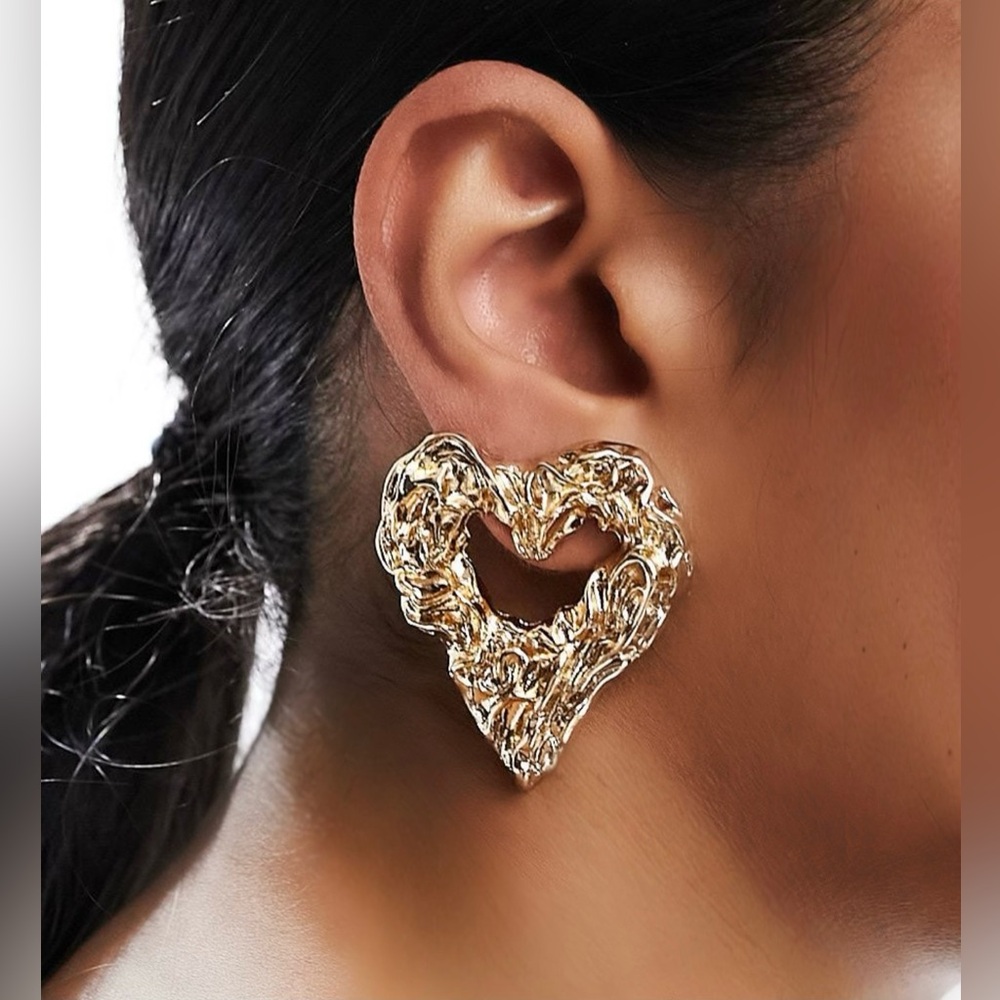 Large Molten Heart Earrings - New